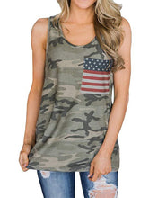 Load image into Gallery viewer, Camouflage stitching American flag pocket sleeveless Vest