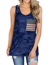 Load image into Gallery viewer, Camouflage stitching American flag pocket sleeveless Vest
