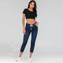 Load image into Gallery viewer, Ladies' Lace-up Washed Feet Lantern Jeans, Trousers, Shorts.