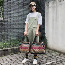 Load image into Gallery viewer, Diagonal cross color stripe stitching Women Handbag