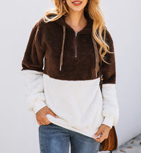 Load image into Gallery viewer, Fashion zipper pocket hooded plush sweater, Sherpa Pullover