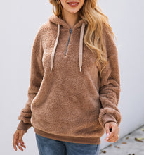 Load image into Gallery viewer, Fashion zipper pocket hooded plush sweater, Sherpa Pullover