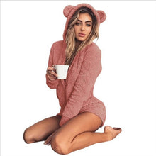 Load image into Gallery viewer, Solid color long sleeve hooded cute women's Jumpsuit