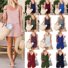 Load image into Gallery viewer, Fashion striped round neck vest lace casual women's jumpsuit