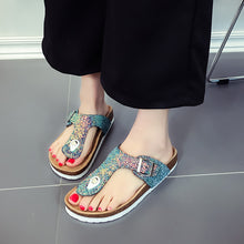 Load image into Gallery viewer, Women's colorful rhinestone flip-flops, Fashion Sandals