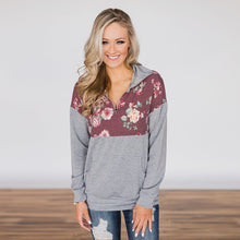 Load image into Gallery viewer, Fashion print zipper pocket long sleeve women's Top