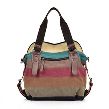 Load image into Gallery viewer, Diagonal cross color stripe stitching Women Handbag