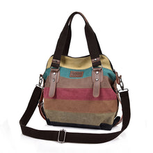 Load image into Gallery viewer, Diagonal cross color stripe stitching Women Handbag
