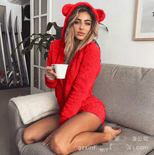 Load image into Gallery viewer, Solid color long sleeve hooded cute women's Jumpsuit