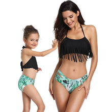 Load image into Gallery viewer, Tassel split bikini parent-child swimsuit
