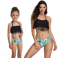 Load image into Gallery viewer, Tassel split bikini parent-child swimsuit
