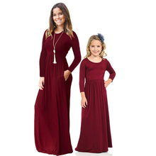 Load image into Gallery viewer, Solid color parent-child long-sleeved Dress
