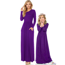 Load image into Gallery viewer, Solid color parent-child long-sleeved Dress
