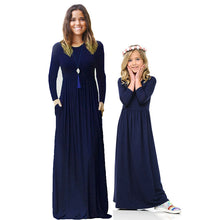 Load image into Gallery viewer, Solid color parent-child long-sleeved Dress
