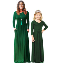 Load image into Gallery viewer, Solid color parent-child long-sleeved Dress
