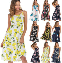 Load image into Gallery viewer, Sling print big swing Dress
