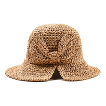 Load image into Gallery viewer, Straw Hat with big bow opening and big brim
