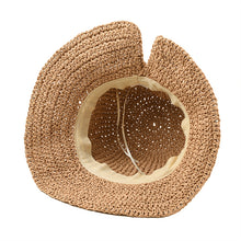 Load image into Gallery viewer, Straw Hat with big bow opening and big brim
