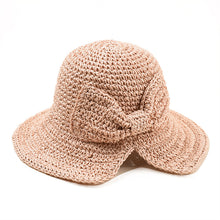 Load image into Gallery viewer, Straw Hat with big bow opening and big brim
