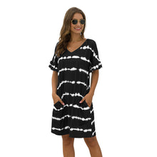 Load image into Gallery viewer, Pocket Wavy Stripe Tie Dye Casual Loose Short Sleeve Dress
