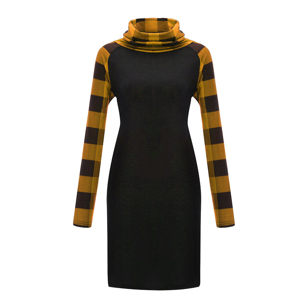 Printed stitching long sleeve Dress