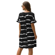 Load image into Gallery viewer, Pocket Wavy Stripe Tie Dye Casual Loose Short Sleeve Dress
