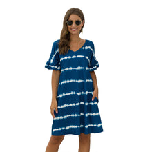 Load image into Gallery viewer, Pocket Wavy Stripe Tie Dye Casual Loose Short Sleeve Dress

