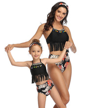 Load image into Gallery viewer, Tassel split bikini parent-child swimsuit
