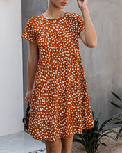 Load image into Gallery viewer, Fashion printed leopard print round neck short sleeve loose slim Dress
