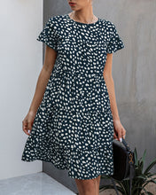 Load image into Gallery viewer, Fashion printed leopard print round neck short sleeve loose slim Dress
