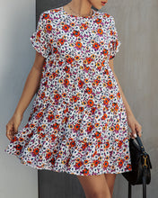 Load image into Gallery viewer, Fashion printed leopard print round neck short sleeve loose slim Dress
