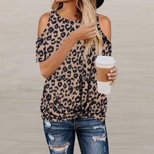 Load image into Gallery viewer, Women&#39;s Leopard Camouflage Twisted Strapless Short Sleeve T-shirt
