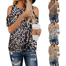 Load image into Gallery viewer, Women&#39;s Leopard Camouflage Twisted Strapless Short Sleeve T-shirt
