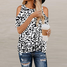 Load image into Gallery viewer, Women&#39;s Leopard Camouflage Twisted Strapless Short Sleeve T-shirt
