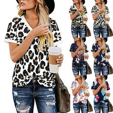 Load image into Gallery viewer, Loose V-neck printed short-sleeved T-shirt , Women&#39;s Tops
