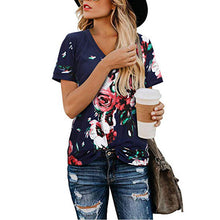 Load image into Gallery viewer, Loose V-neck printed short-sleeved T-shirt , Women&#39;s Tops
