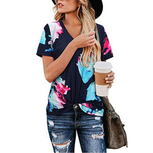 Load image into Gallery viewer, Loose V-neck printed short-sleeved T-shirt , Women&#39;s Tops
