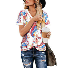 Load image into Gallery viewer, Loose V-neck printed short-sleeved T-shirt , Women&#39;s Tops
