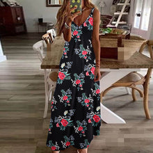 Load image into Gallery viewer, Slim long flower suspender Dress
