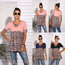 Load image into Gallery viewer, New spring and summer leopard print short sleeve Dress, T-shirt
