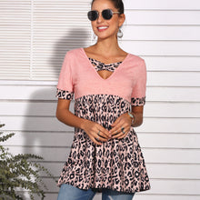Load image into Gallery viewer, New spring and summer leopard print short sleeve Dress, T-shirt

