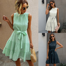 Load image into Gallery viewer, Fashionable solid color sleeveless lace up Dress
