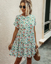 Load image into Gallery viewer, Fashion printed leopard print round neck short sleeve loose slim Dress
