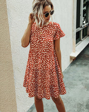 Load image into Gallery viewer, Fashion printed leopard print round neck short sleeve loose slim Dress
