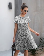 Load image into Gallery viewer, Fashion printed leopard print round neck short sleeve loose slim Dress

