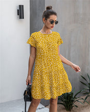 Load image into Gallery viewer, Fashion printed leopard print round neck short sleeve loose slim Dress
