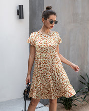 Load image into Gallery viewer, Fashion printed leopard print round neck short sleeve loose slim Dress
