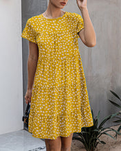 Load image into Gallery viewer, Fashion printed leopard print round neck short sleeve loose slim Dress
