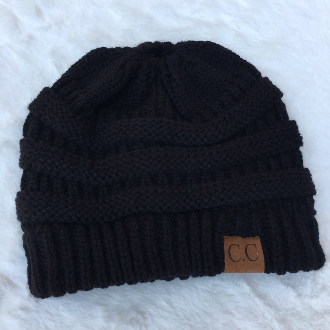 Ponytail ladies knitted wool Hat