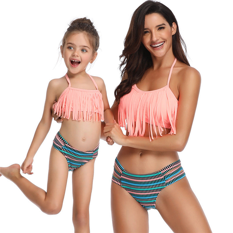 Tassel split bikini parent-child swimsuit